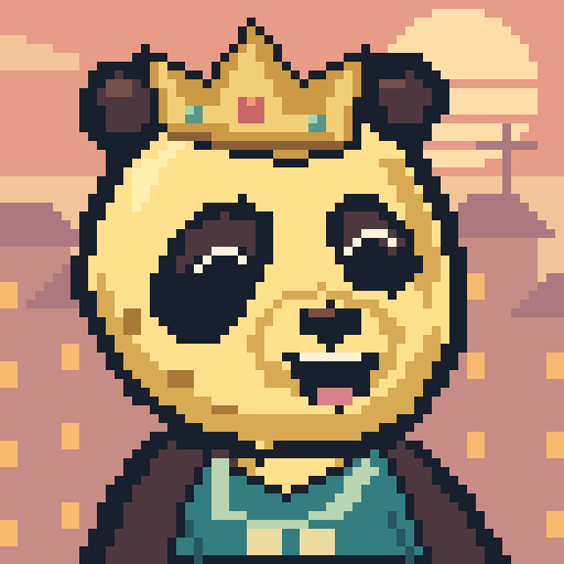 A golden panda at sunset
